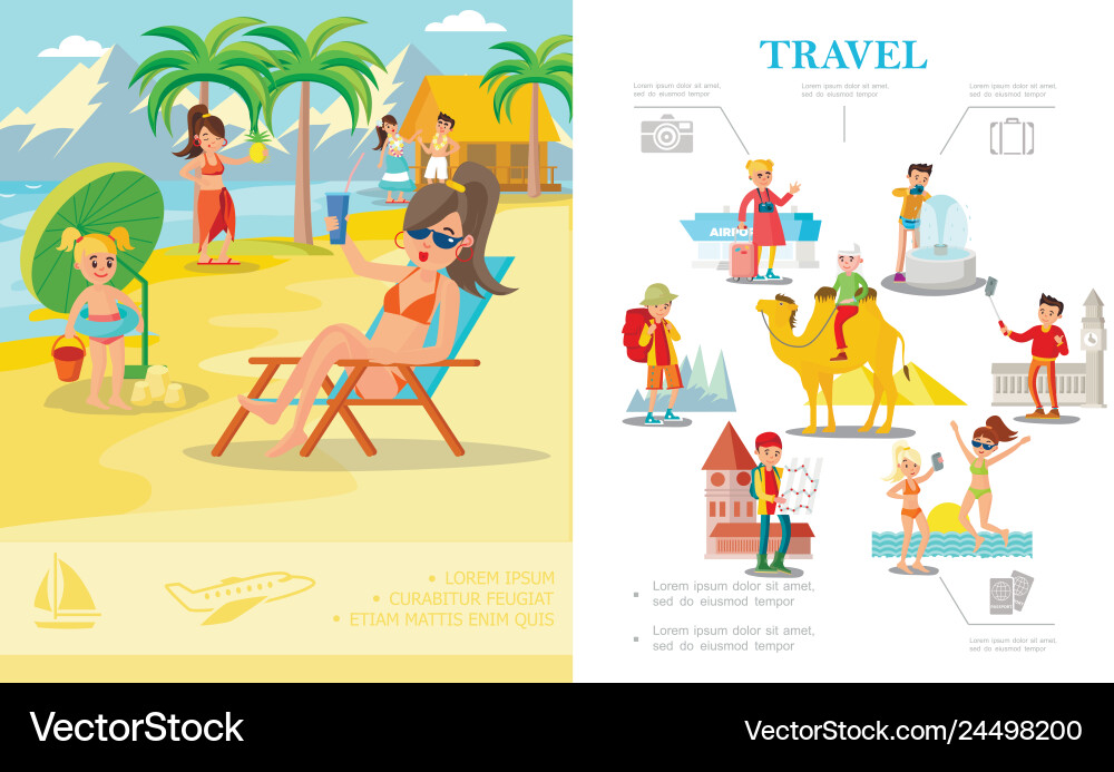 Flat colorful summer vacation concept Vector Image