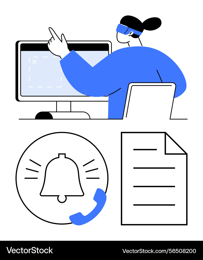 Professional analyzing computer screen Professional analyzing computer screen vector image