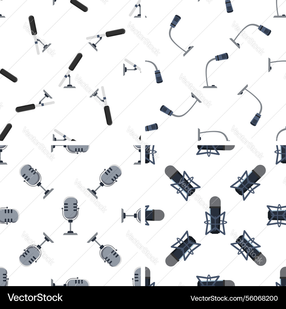 Seamless pattern with microphones of different vector image