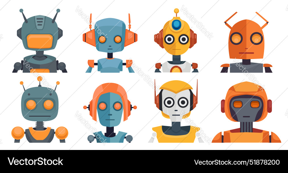 Set of icons various robots collection Set of icons various robots collection vector image