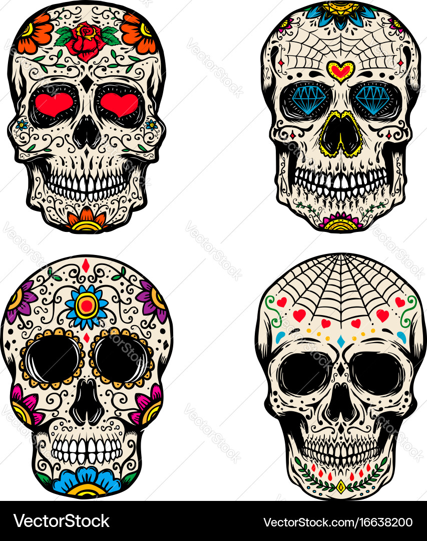 Sugar Skull Day of the Dead Collection Vector Image