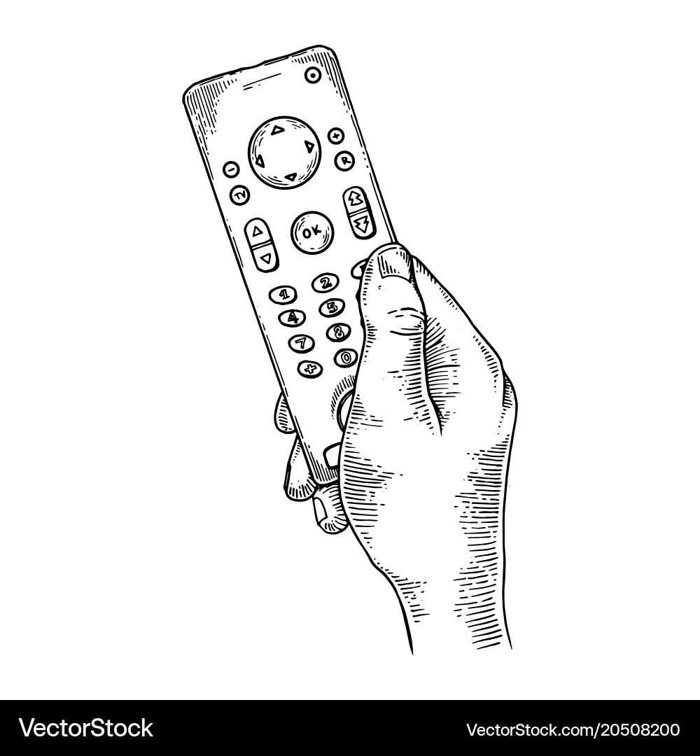 Tv remote control engraving vector image