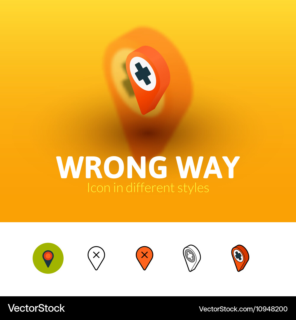 Wrong way icon in different style vector image