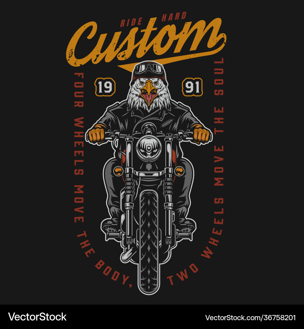 Angry eagle moto rider vintage print Angry eagle moto rider vintage print vektorbild