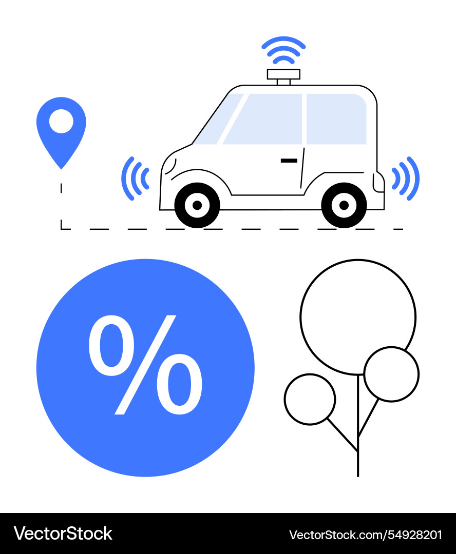 Autonomous vehicle with gps navigation wireless Autonomous vehicle with gps navigation wireless vector image