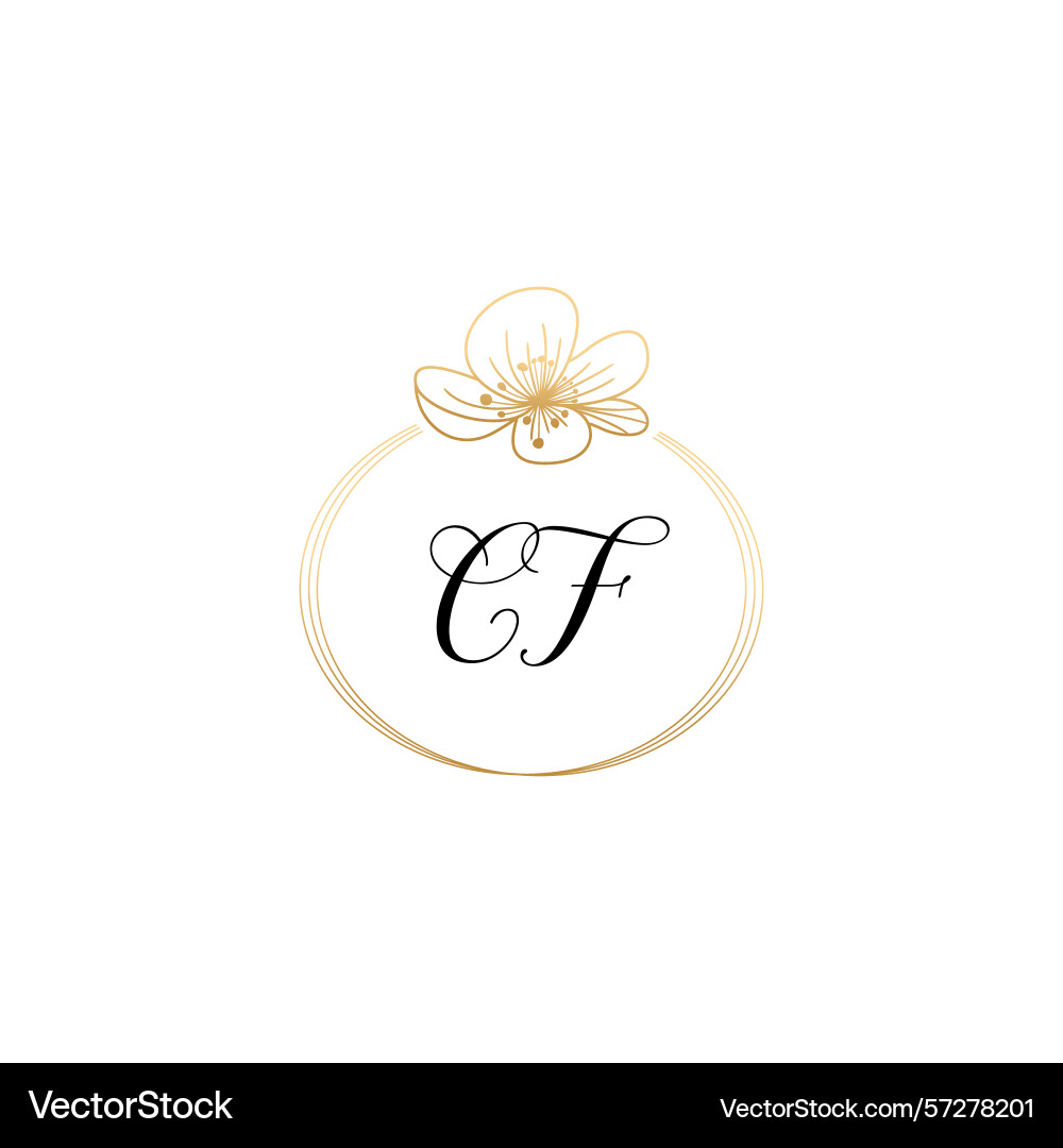 Botanical monogram logos with initial cf Botanical monogram logos with initial cf Vector Image