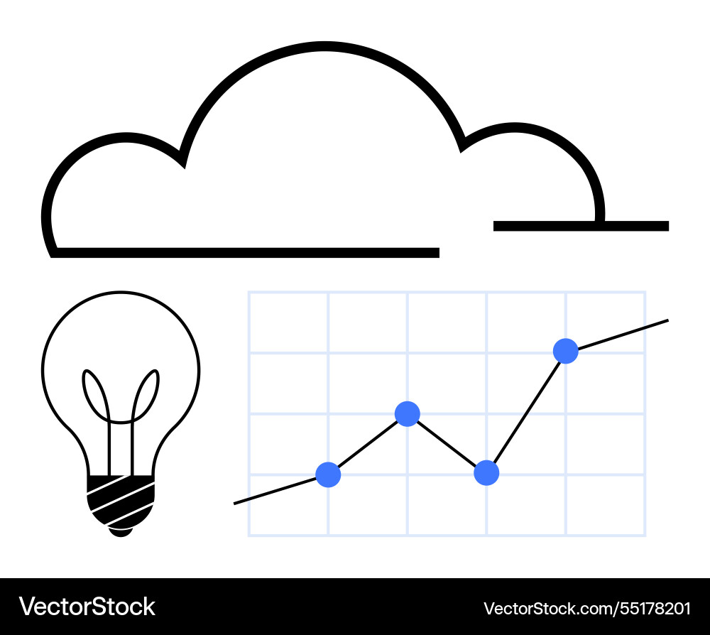 Cloud computing innovation with a growing graph Cloud computing innovation with a growing graph Vector Image