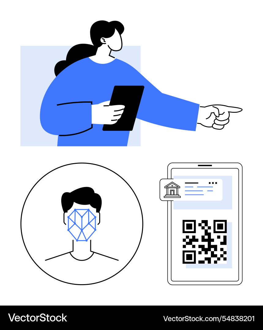 Digital identity verification with face Digital identity verification with face Vector Image
