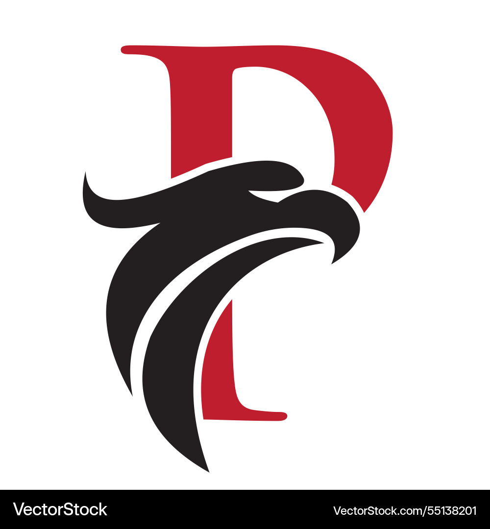 Initial letter p eagle logo eagle head logo Vector Image