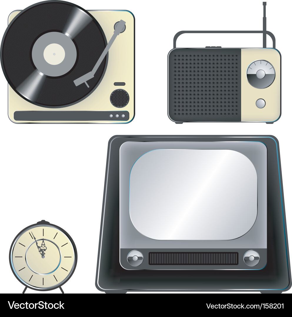 Retro Object Icon Set Vector Image