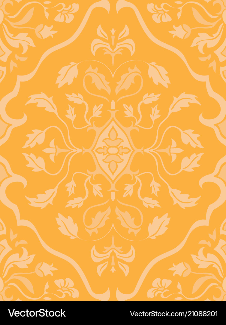 Yellow pattern with damask Yellow pattern with damask vector image