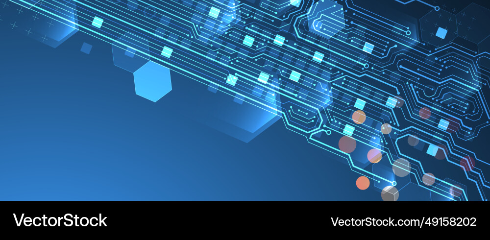 Abstract circuit board and hexagons on gradient Abstract circuit board and hexagons on gradient vector image