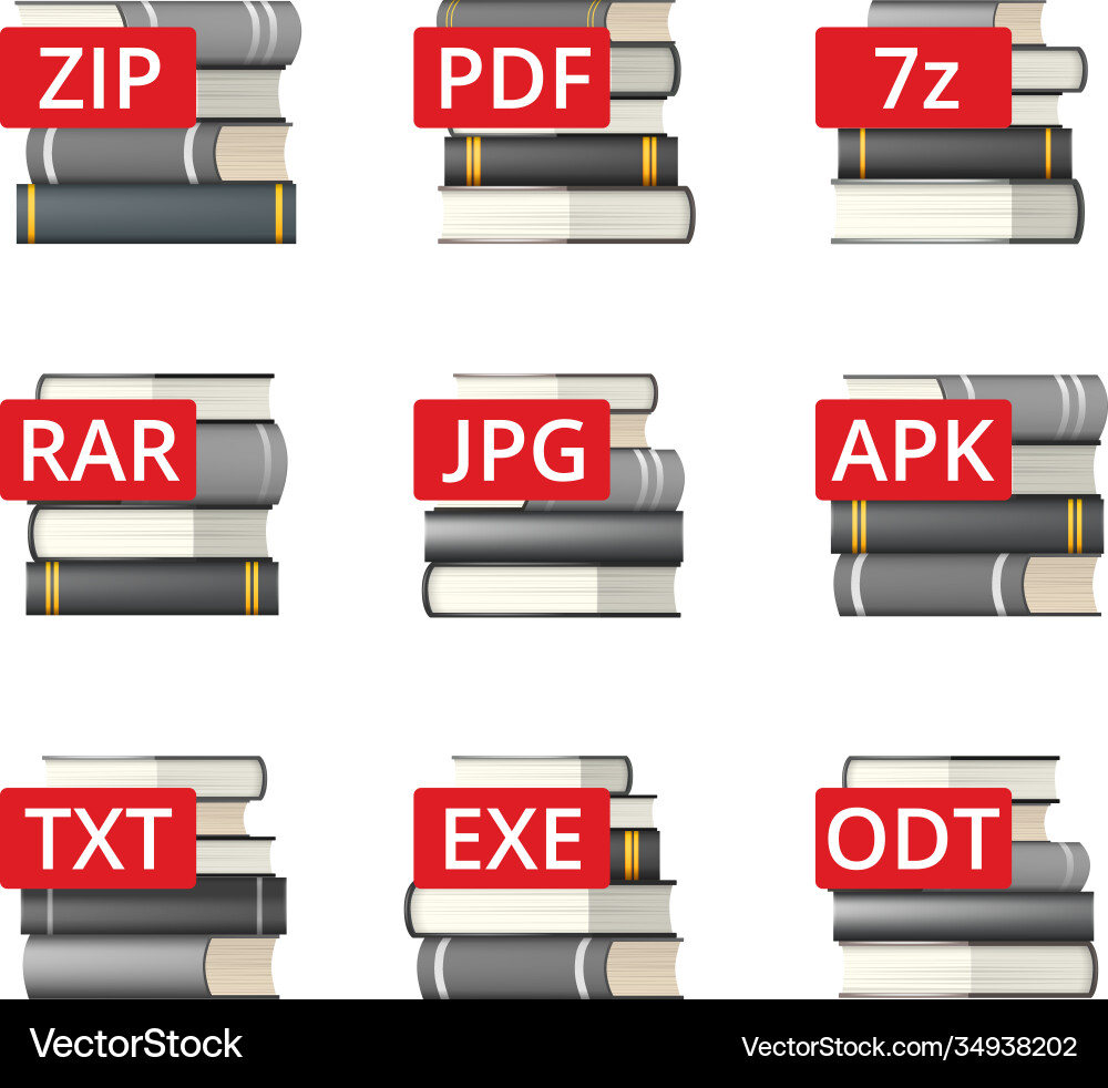 Archive File Icons Vector Image