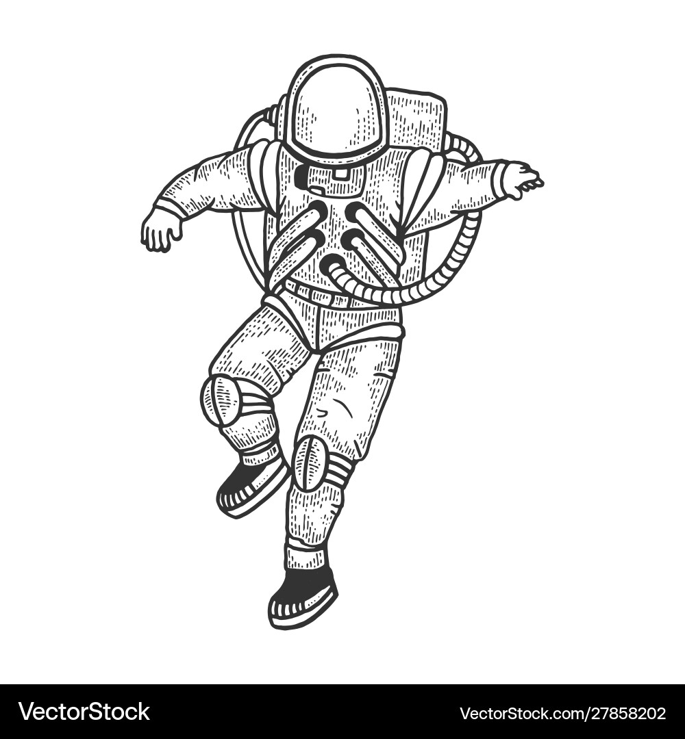 Astronaut Sketch in Spacesuit vector image