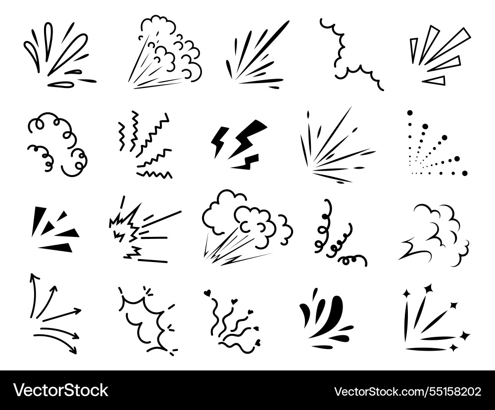 Doodle radial line rays hand drawn round corner Vector Image