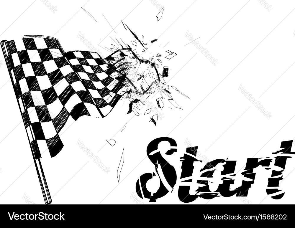 Drawing checkered flag in the dynamic style vector image