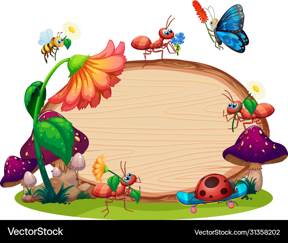 Garden Border with Insects Royalty Free Vector Image