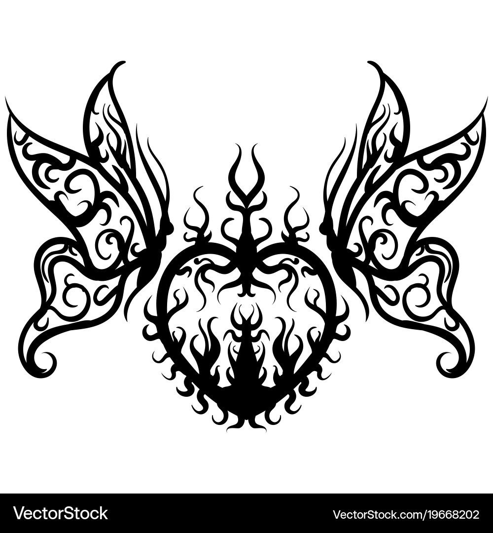 Heart Butterfly Sketch Vector Image