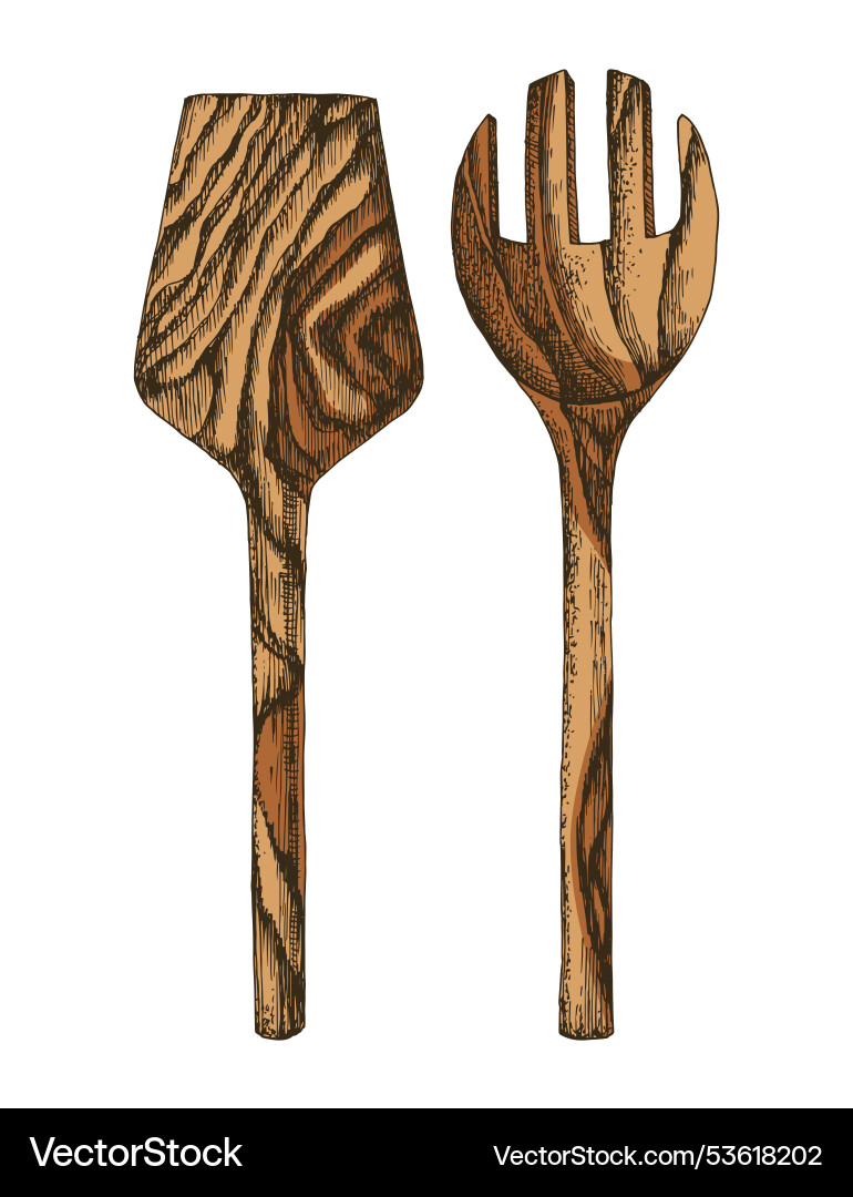 Holzhand gezogene Spateln Holzhand gezogene Spateln vektorbild
