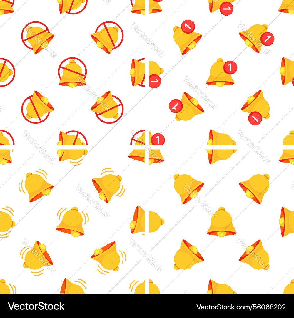 Seamless pattern with notification bells ringing Vector Image