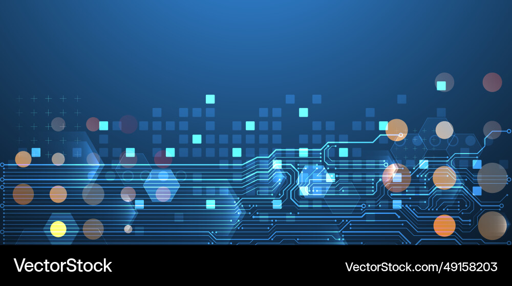 Abstract circuit board and hexagons on gradient Abstract circuit board and hexagons on gradient vector image