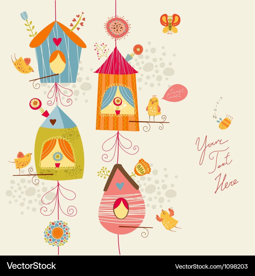Charming Bird Nests Pattern vector image