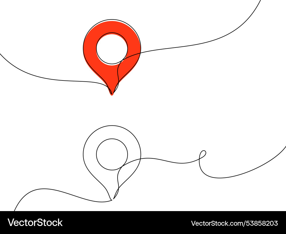 Red location pin with abstract line art Vector Image