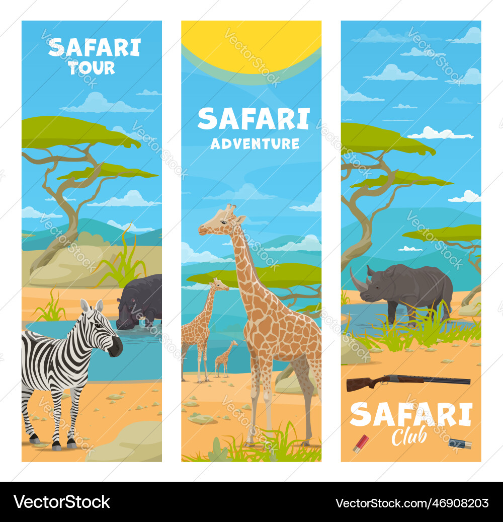 Safari hunting cartoon african animals at savanna Safari hunting cartoon african animals at savanna vector image