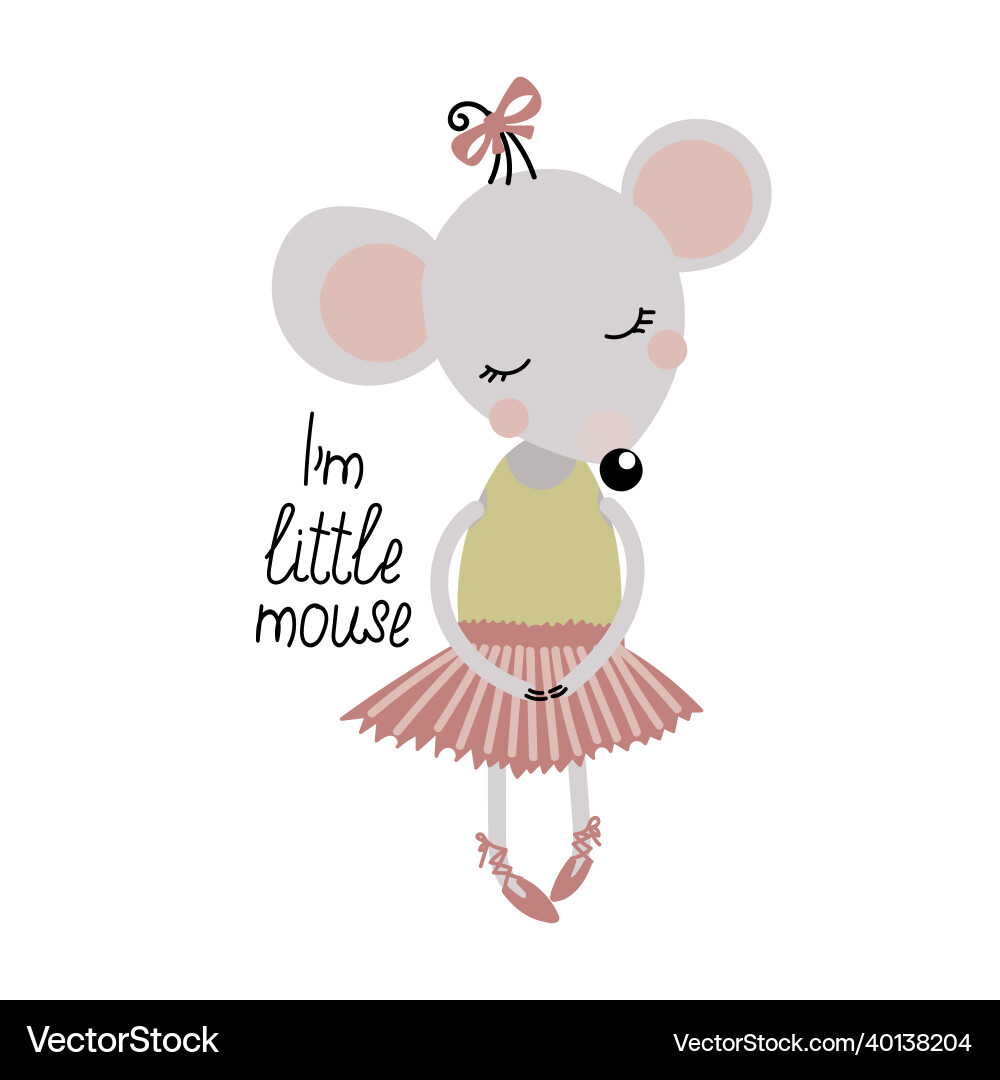 Adorable Mouse with Dress Vector Image