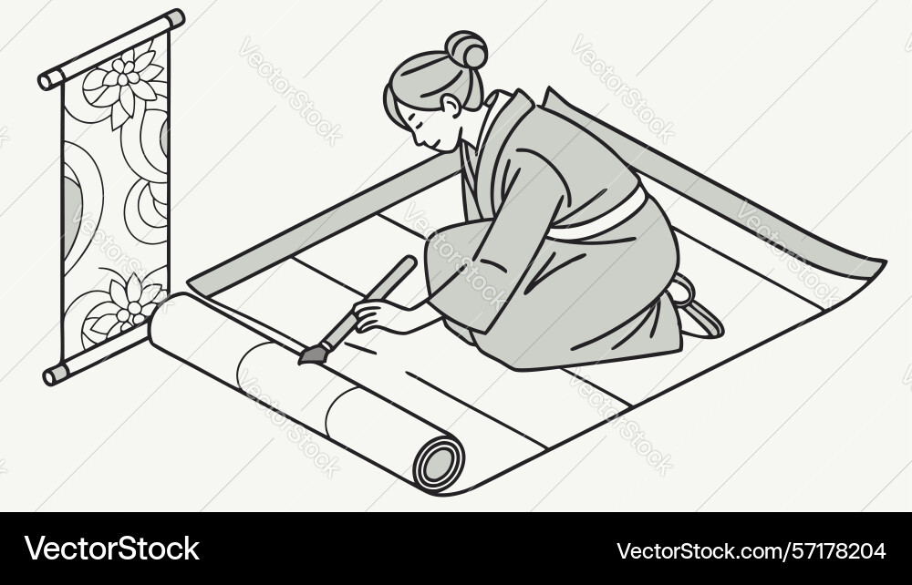 Architect unrolling blueprint for new design vector image
