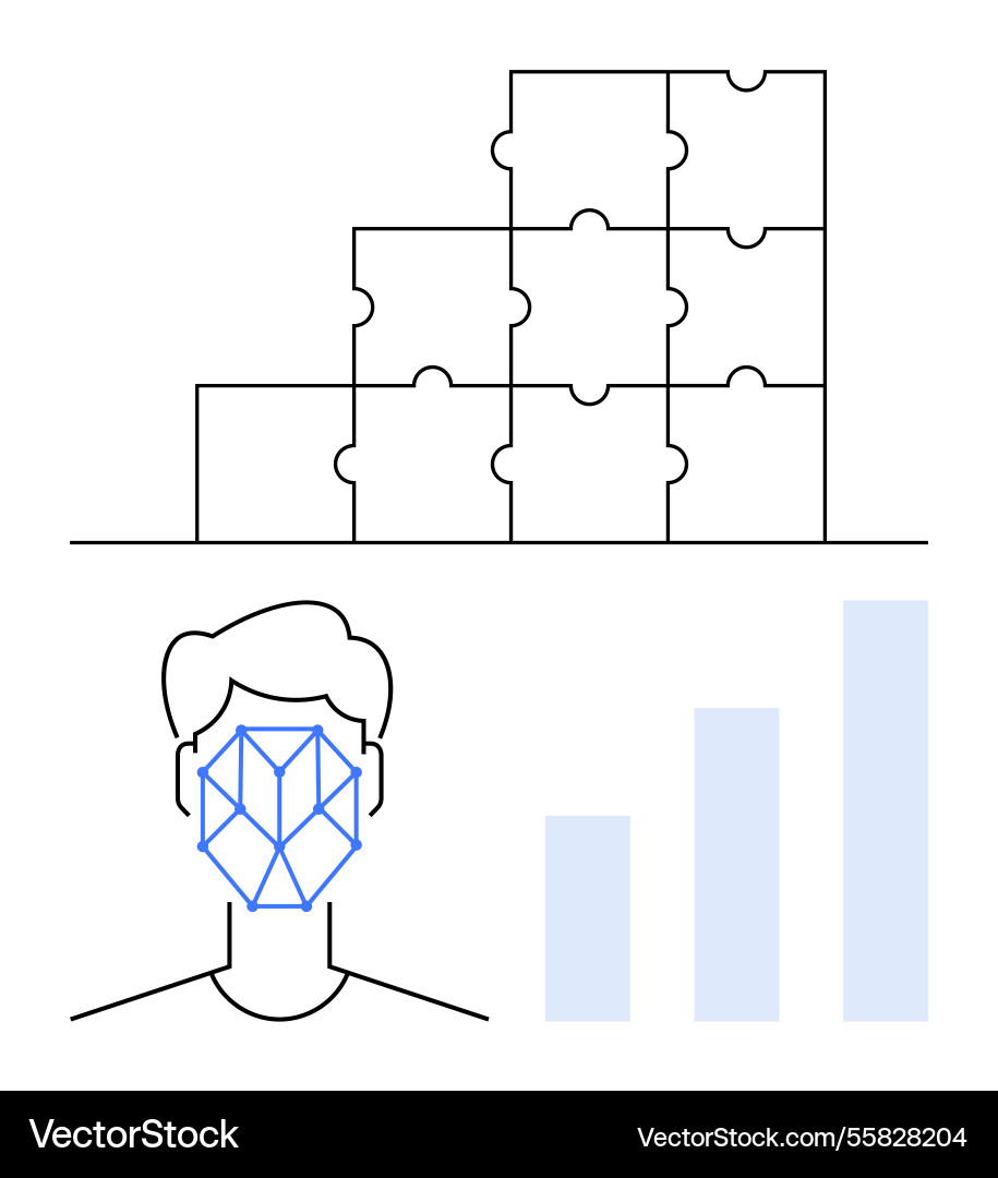 Facial recognition concept with puzzle structure Facial recognition concept with puzzle structure vector image