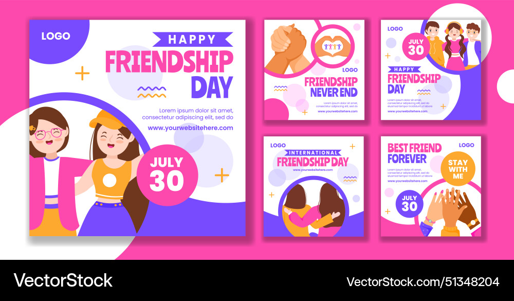 Friendship day social media post flat cartoon Friendship day social media post flat cartoon vector image