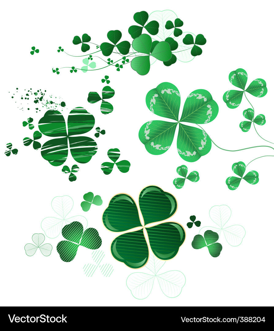 Green Clover Leaf Pattern Vector Image
