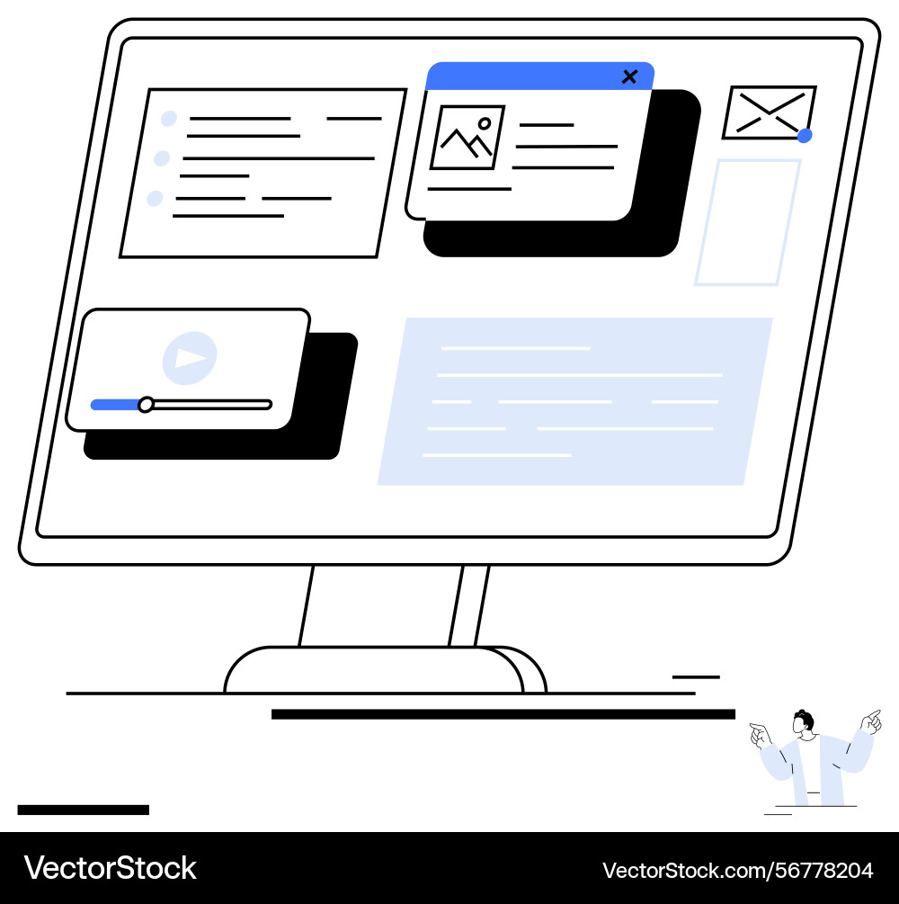 Interactive dashboard with media messaging Interactive dashboard with media messaging vector image