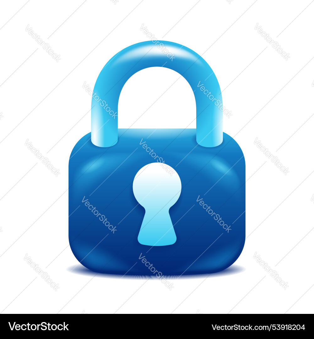 Lock in 3d glossy style - icon for security vector image