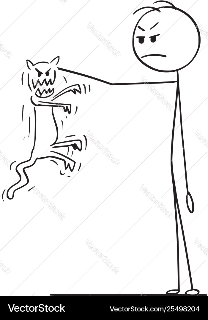 Man Confronting Angry Cat vector image