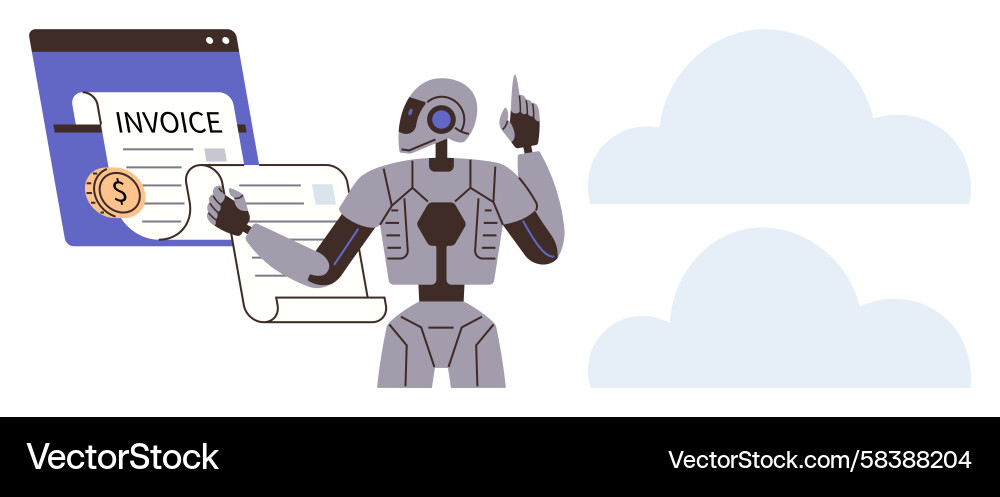 Roboterautomatisierung Invoice Processing Vektorbild