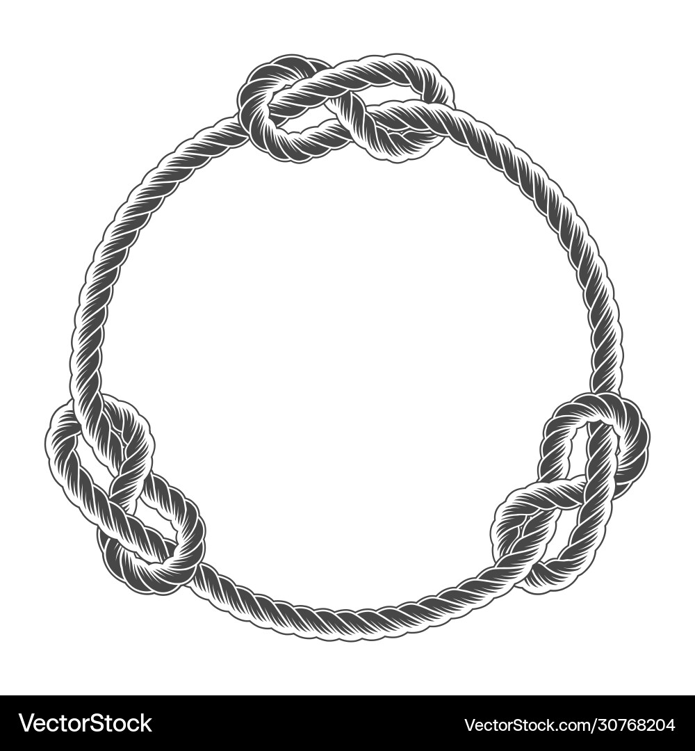 Rope Circle Frame with Knots vector image