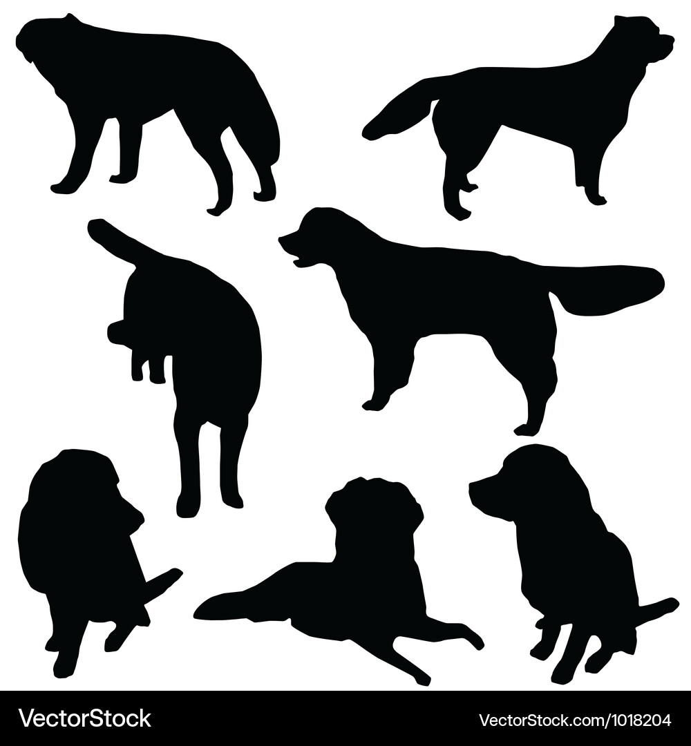 Set of dogs silhouette isolated Vector Image
