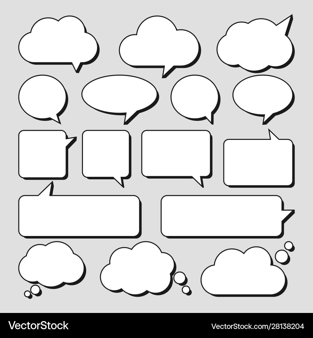 Set stickers speech bubbles blank empty Set stickers speech bubbles blank empty vector image