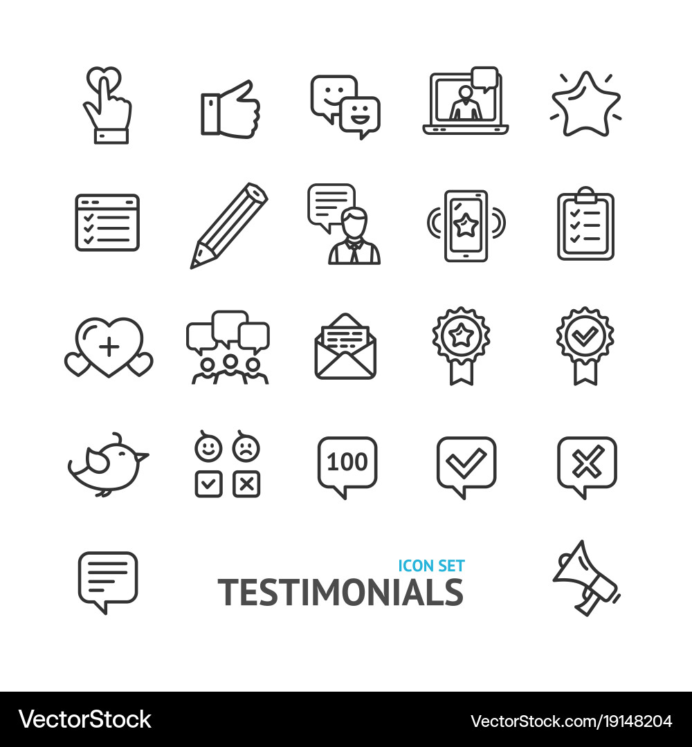 Testimonial Review Signs - Thin Line Icons Vector Image