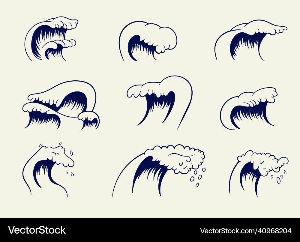 Wave icon set design isolated on background Wave icon set design isolated on background vector image