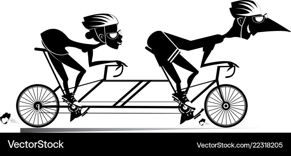 Cartoon Mann und Frau reitet ein Tandem Fahrrad isoliert Cartoon Mann und Frau reitet ein Tandem Fahrrad isoliert vektorbild
