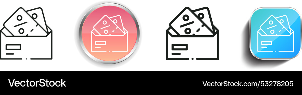 Coupons icon thin linear regular and button style Coupons icon thin linear regular and button style Vector Image