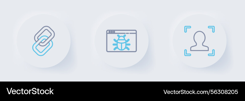 Face Recognition System: Bug & Chain Link Vector Image
