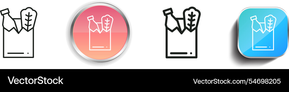 Grocery bag icon thin linear regular and button vector image