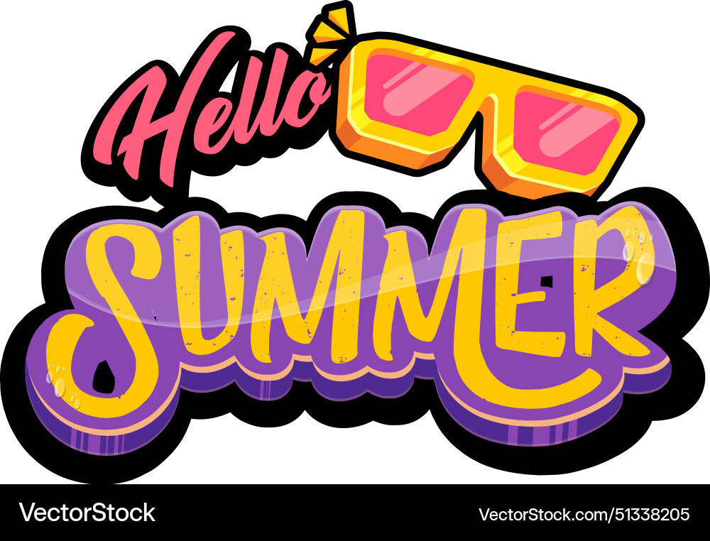 Groovy hello summer logo with text Groovy hello summer logo with text Vector Image