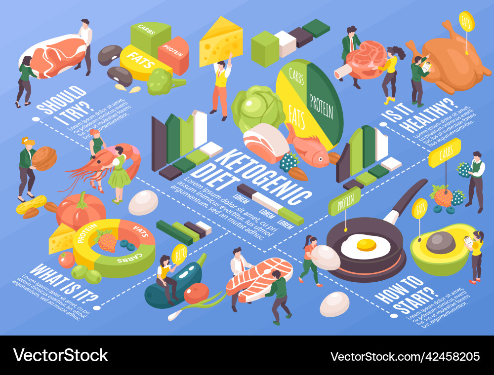 Isometric keto diet horizontal banner Isometric keto diet horizontal banner vector image