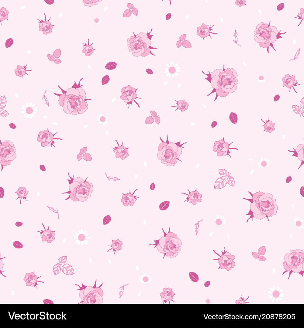 Pink Rose Ditsy Pattern vector image