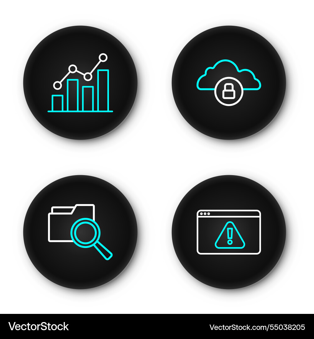 Set line browser with exclamation mark search Set line browser with exclamation mark search vector image
